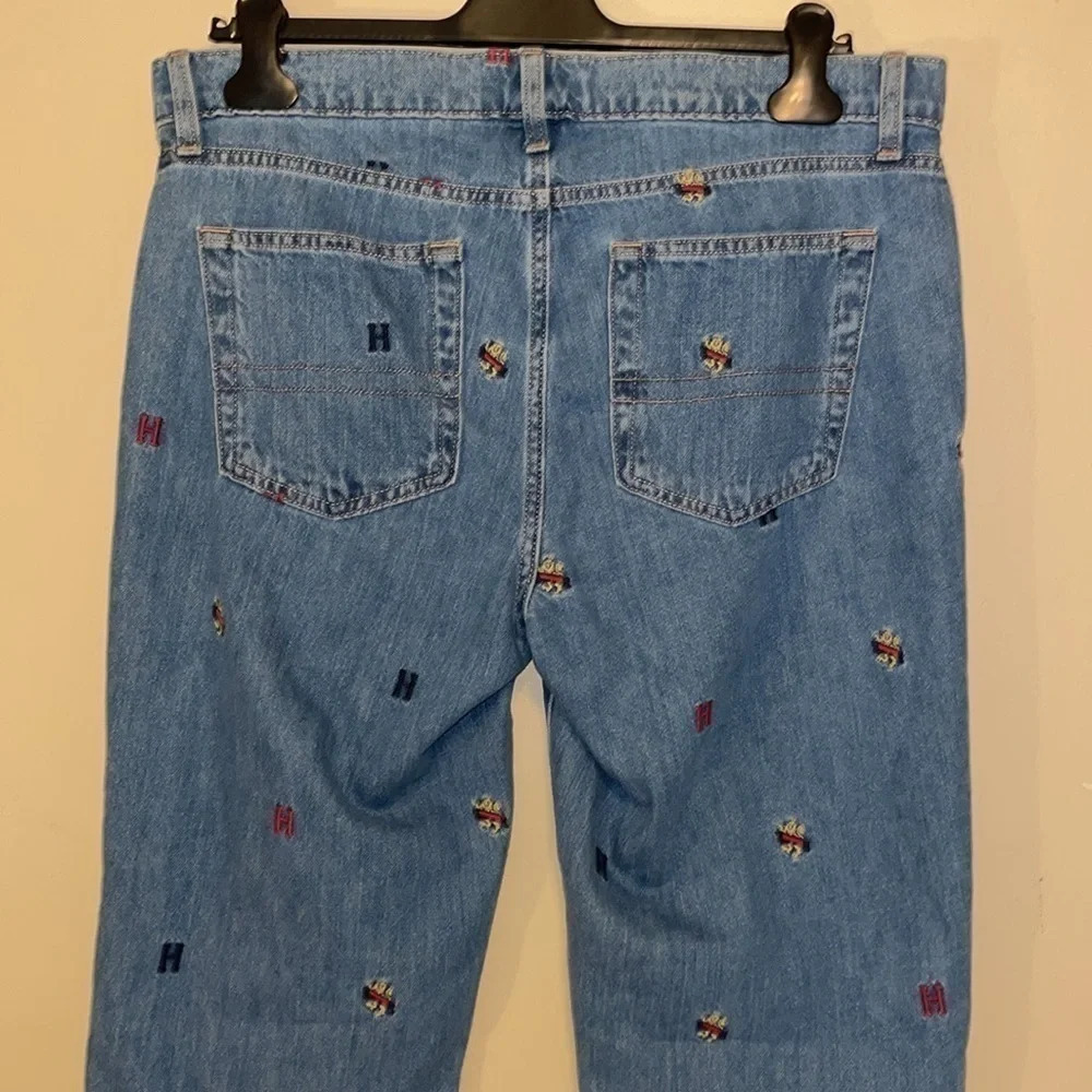 Tommy Hilfiger women’s jeans 10 cropped trend embroider blue red logo new denim - Picture 5 of 9
